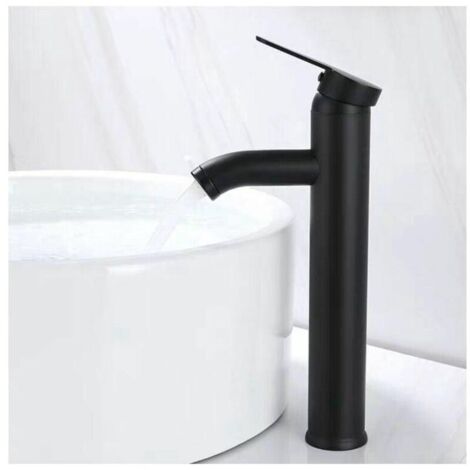 MitigEU de Lavabo, Design à Bec Haut, Robinet Monotrou, pour Vasque à Poser sur Table pour Salle de Bain en Cuivre Chromé avec MoussEU Démontable