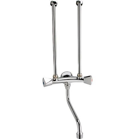 Mitigeur 2 poignees pour montage sur lavabo, sans pression, saillie 198mm