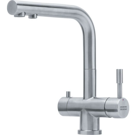 Mitigeur à bec ATLAS 3 en 1 tout inox pour eau filtrée avec son set de démarrage - Franke