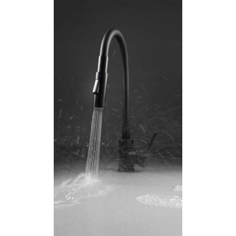 Mitigeur avec bec flexible noir mat, douche multifonctionnelle à deux jets DEANTE LUNO BOCN74M  Noir mat