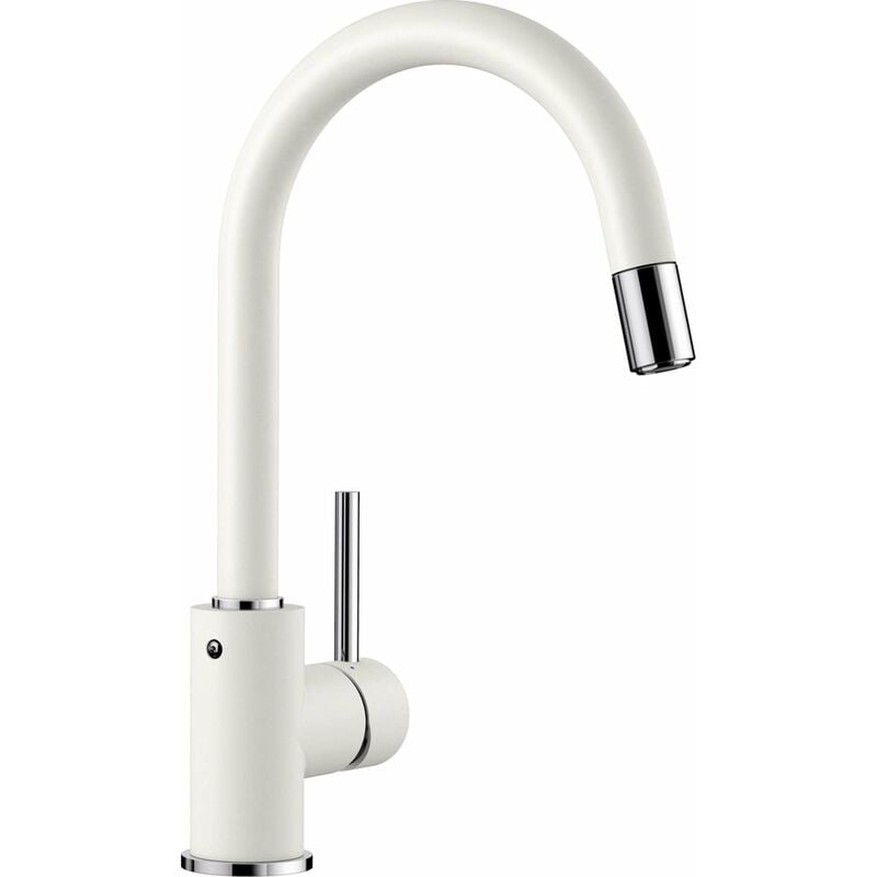 Blanco - Mida s - Robinetterie d'évier avec douchette extractible, blanc/chrome 521457