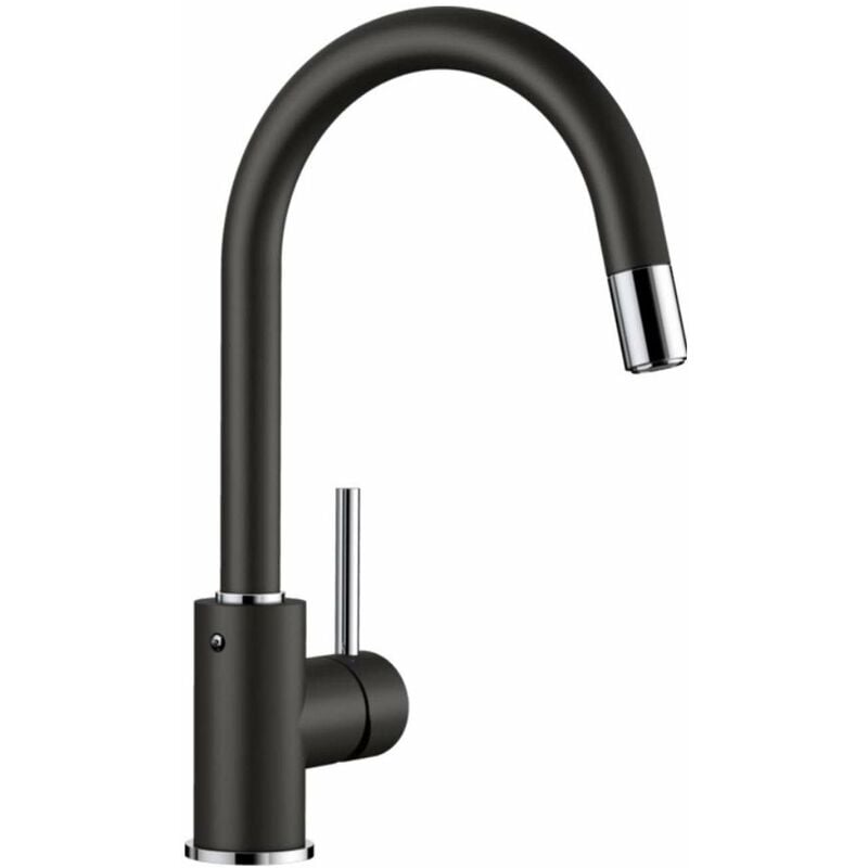 Blanco - Mida s - Mitigeur d'évier avec bec extractible, noir / chrome 526146
