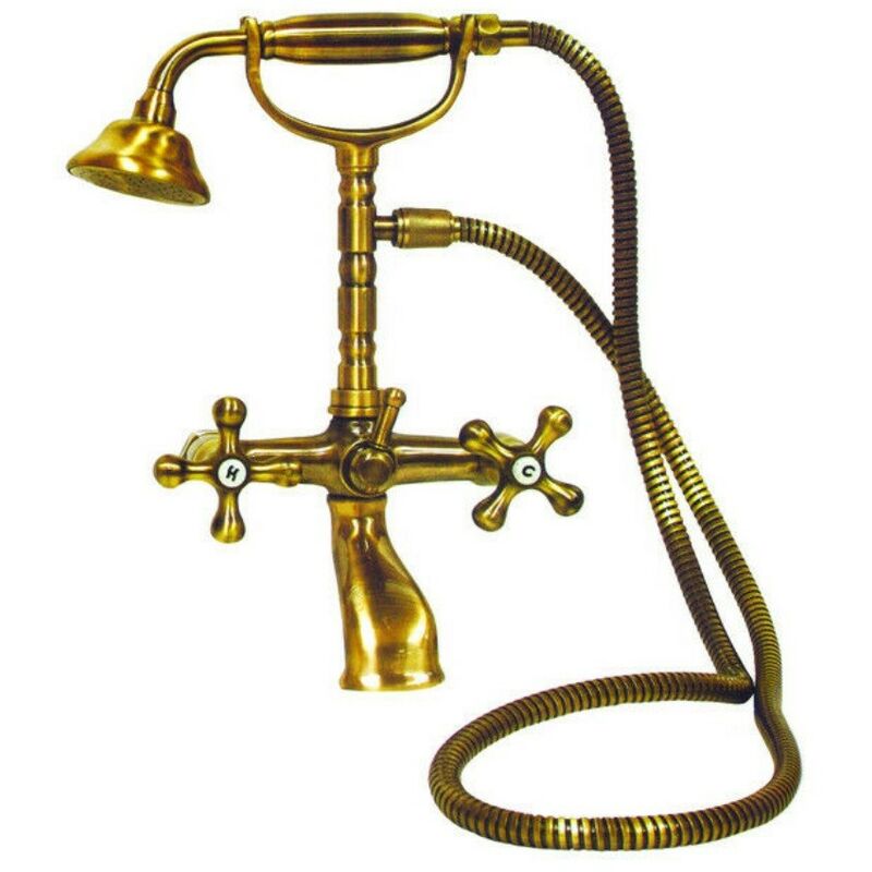 Toscohome - Mitigeur avec douchette en laiton antique - Lecce Classic