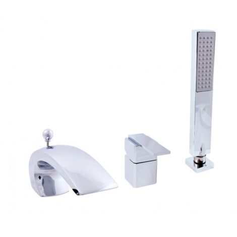 Mitigeur baignoire à cascade 3 trous LOIRA avec inverseur laiton chromé