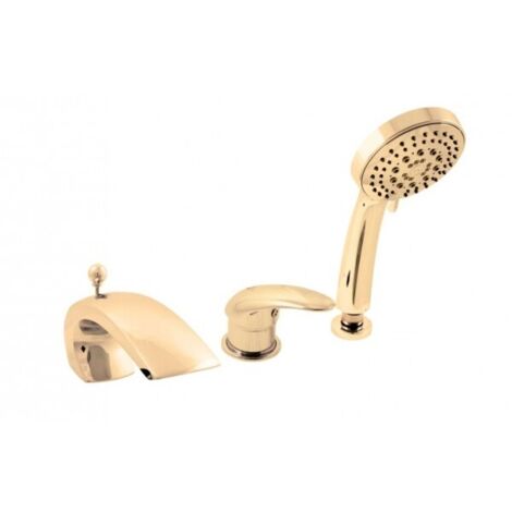 Mitigeur baignoire à cascade DUNAJ 3 trous avec inverseur laiton doré