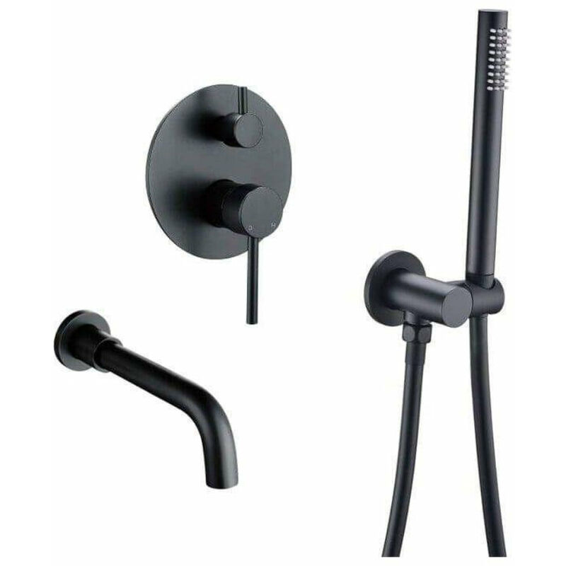 Mitigeur baignoire à encastrer avec douchette carlow noir mat