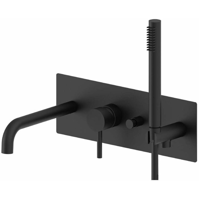 Light - Mitigeur de baignoire encastré avec corps d'encastrement et accessoires, noir mat LIG001NO - Paffoni