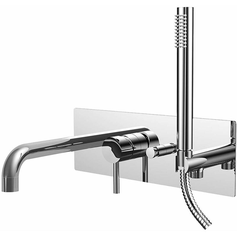 Light - Mitigeur de baignoire encastré, avec accessoires et corps, chrome LIG001CR - Paffoni