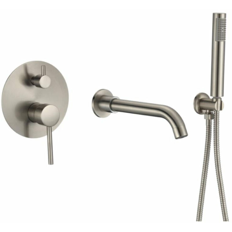 Mitigeur baignoire à encastrer avec douchette carlow acier brossé