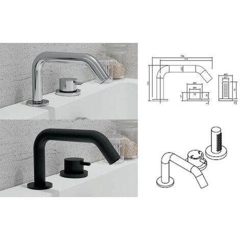 Bain Douche Executive 4 Trous Sur Gorge Noir Cristina Ondyna Blackmat Ev10413 Vita Habitat