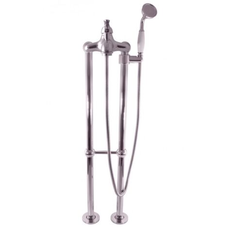 Mitigeur baignoire sur pied LABE avec douchette laiton chromé 110 cm-Chromé-Chromé-Chromé---Chromé