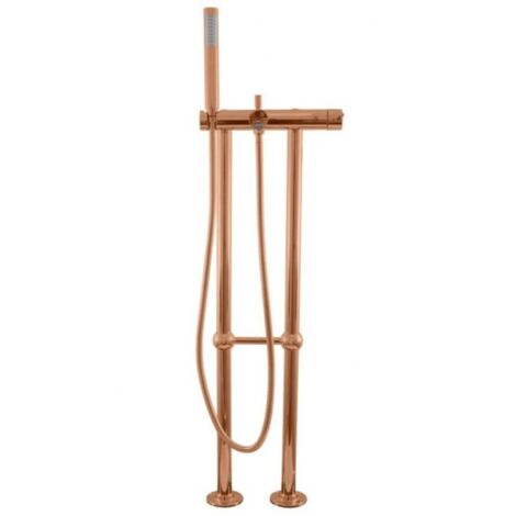 Mitigeur baignoire sur pied SEINA en laiton rose gold brossé H. 106 cm