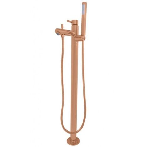 Mitigeur baignoire sur pied SEINA en laiton rose gold brossé H. 93,2 cm