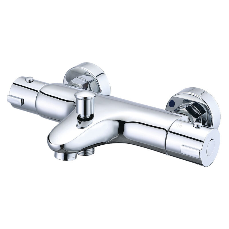 Mitigeur Baignoire Thermostatique avec Bouton de SéCurité 38 °C,Mitigeur Thermostatique Bain et Douche en laiton,Robinet Thermostatique pour
