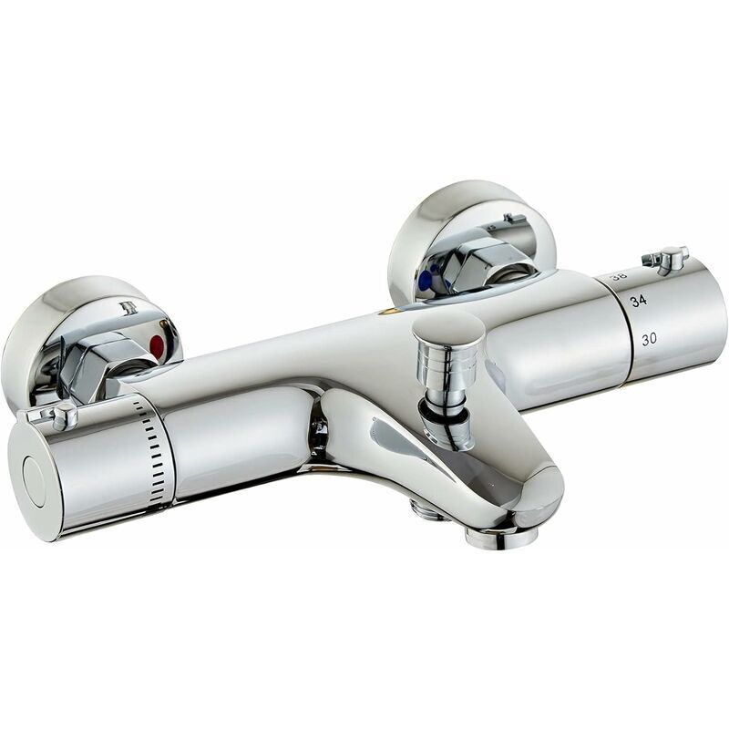 Mitigeur Thermostatique de Douche-Raccord Fileté 1/2' - de avec 38°C Bouton de Sécuri- Laiton Robinet Douche pour Salle de Bain avec - Lablanc