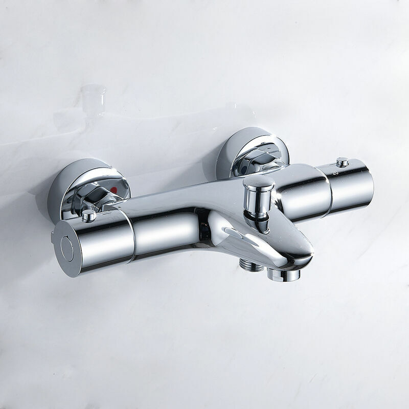 Mitigeur Baignoire Thermostatique en Laiton Chromé avec Contrôle de Température - Montage sur Baignoire