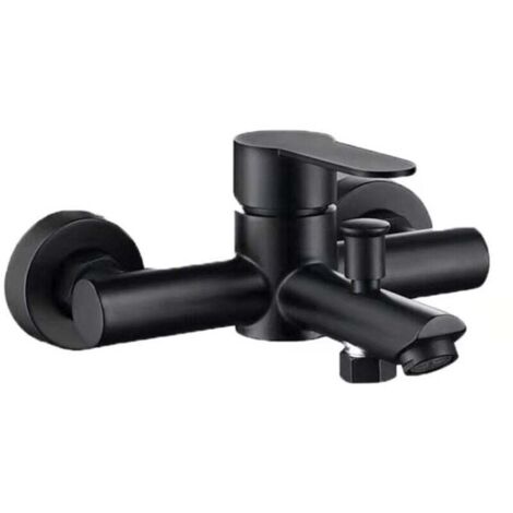 Mitigeur Bain Acier Inoxydable Robinetterie Baignoire 2 Trous Robinet Baignoire Noir Chaud et Froid