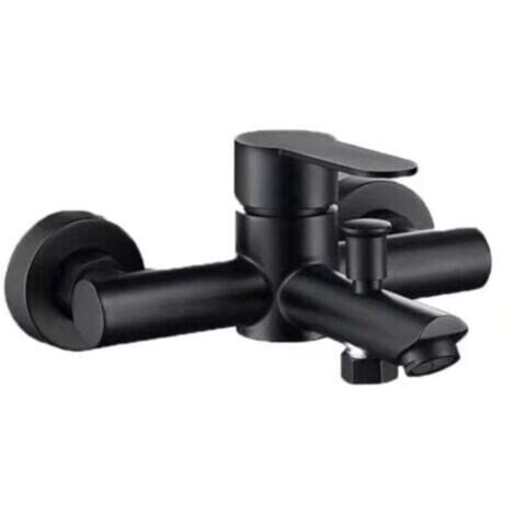 Mitigeur Bain Acier Inoxydable Robinetterie Baignoire 2 Trous Robinet Baignoire Noir Chaud et Froid