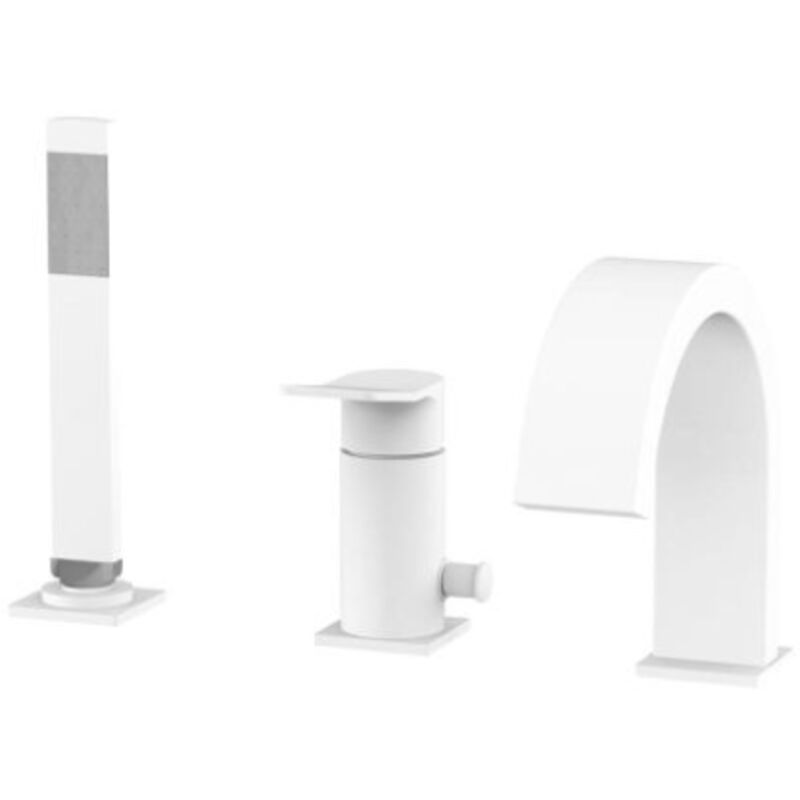 Mitigeur bain 3 trous blanc mat avec bec cascade Paffoni tilt TI040BO Blanc mat