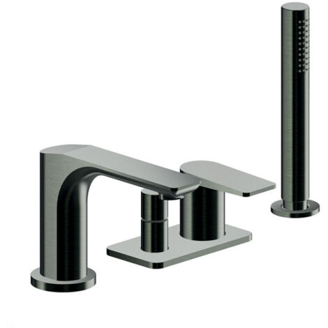 Mitigeur bain-douche 4 trous sur gorge chrome noir brosse - CRISTINA ONDYNA BA18175