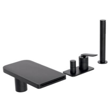 Mitigeur bain douche 4 trous sur gorge Chromé Noir Brossé FOIL - CRISTINA ONDYNA FL18175