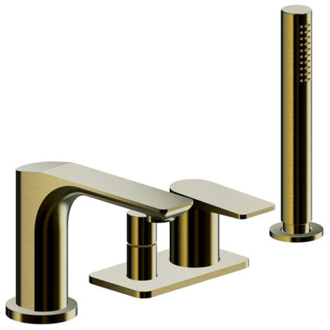 Mitigeur bain-douche 4 trous sur gorge or brosse - CRISTINA ONDYNA BA18196P