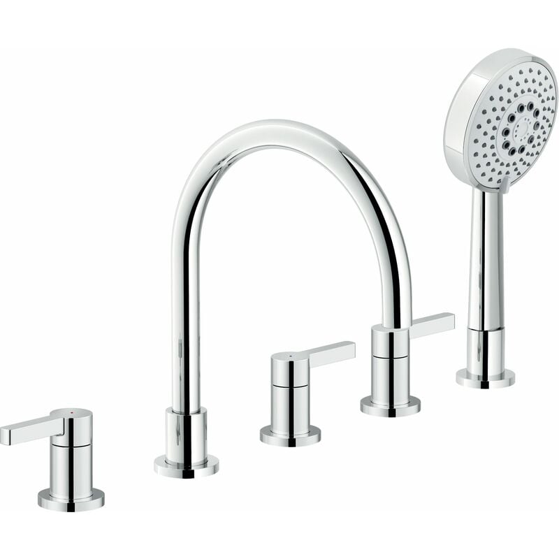 Mitigeur bain-douche avec long bec et douchette Nobili Lira série WEBK204/1T1LRCR Chromé - Laiton