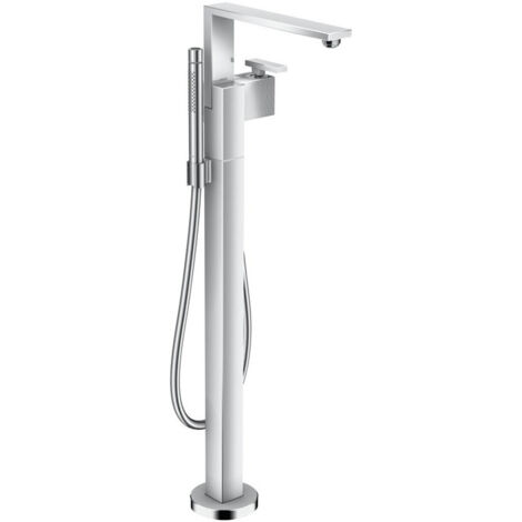 mitigeur bain/douche, coupe diamant, set de finition pour montage au sol chroméé