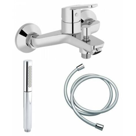 Mitigeur bain-douche Jacob Delafon Aimé chrome + Douchette Shift Ellipse 2 jets + Flexible lisse anti-torsion 1600