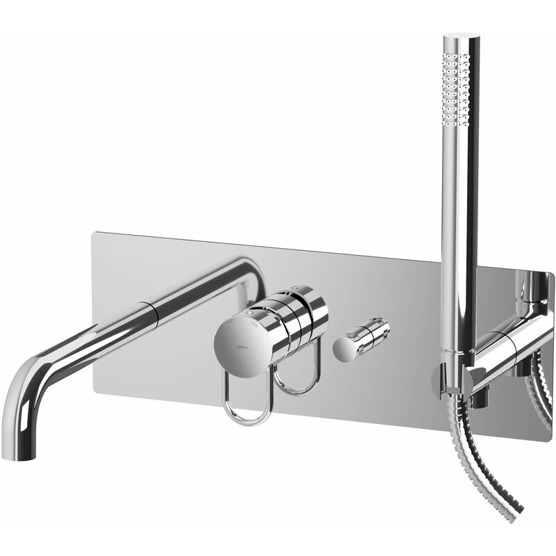 Mitigeur bain-douche mural avec 2 sorties et bec long 202 mm Paffoni Joker JK001CR Chromé
