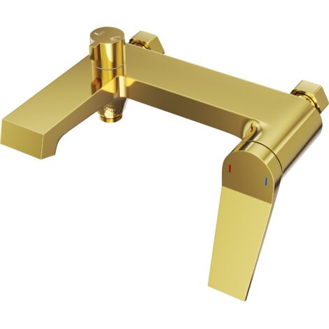 Mitigeur bain-douche mural Granitan Selva or avec kit de fixation et raccord pour douchette 150 mm.