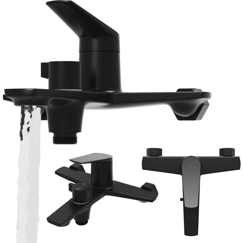 Mitigeur bain-douche noir robinet de salle de bain laiton nave