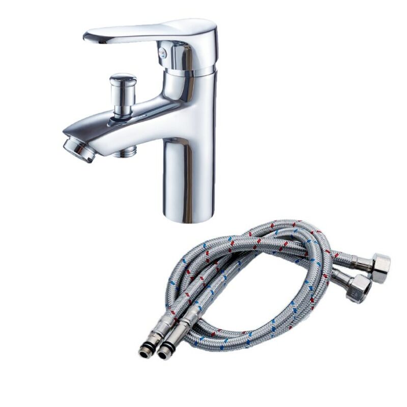 Mitigeur Bain-Douche - Remplissage Rapide, Butée Éco-Stop - Chromé, Robinet à interrupteur à deux vitesses