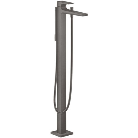 mitigeur bain/douche, set de finition, poignée manette noir chromé brossé