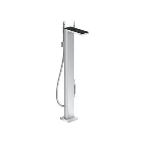 mitigeur bain/douche, set de finition pour montage au sol chromée/verre noir