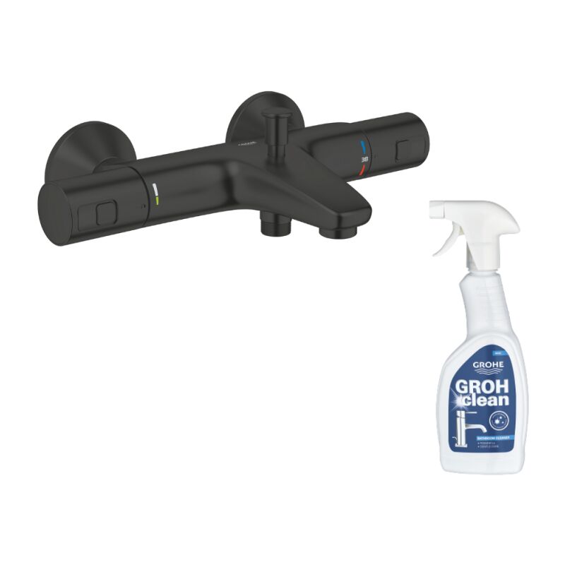 Mitigeur bain douche thermostatique Grohe Precision Start noir + nettoyant GrohClean