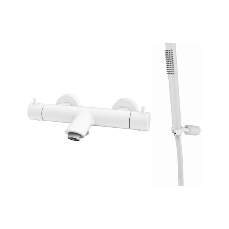 Light LIQ023BO série LIQ023BO mitigeur thermostatique externe pour baignoire avec douchette blanc mat Laiton - Blanc opaque - Paffoni