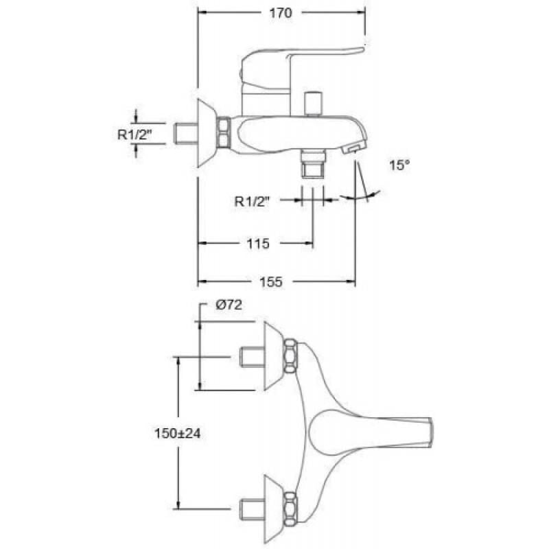 Mitigeur bain/douche mural Ypsilon Plus 6405S Ramon Soler s.a