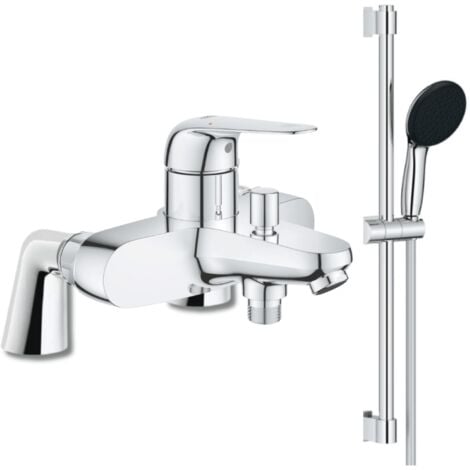Mitigeur bain mécanique GROHE Bauloop avec ensemble de douche GROHE Vitalio Start avec colonnettes