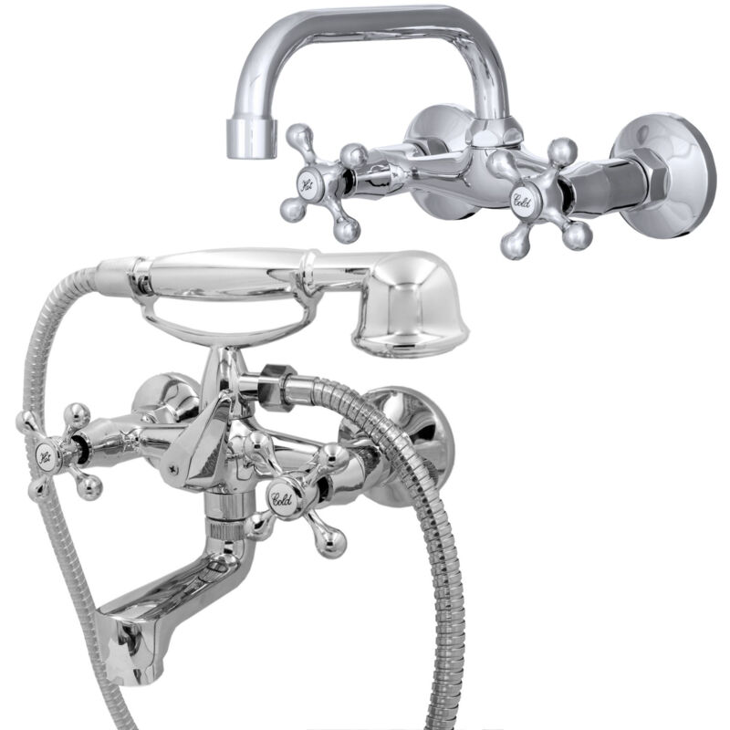 Mitigeur bain + mitigeur lavabo retro chrome