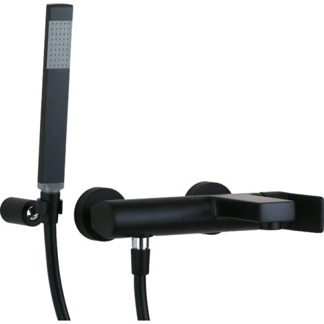Mitigeur bain mural avec douchette et flexible noir mat Paffoni TILT TI023NO  Noir mat