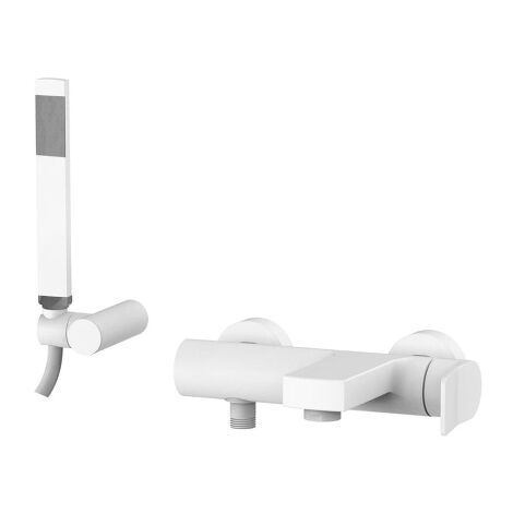 Mitigeur bain mural complet avec douchette blanc opaque Paffoni TILT TI023BO Blanc mat