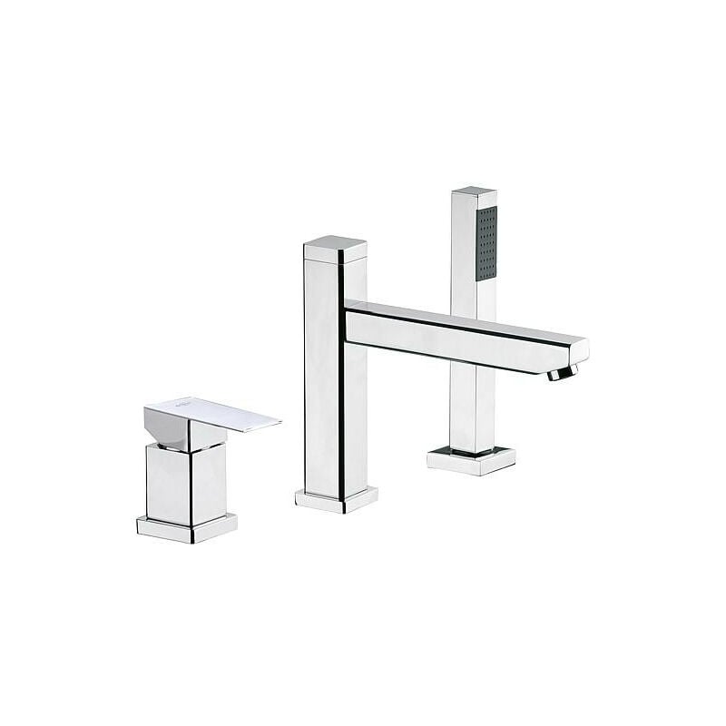 Banyo - Mitigeur bain/douche 1 poignée skyline, 3 trous chromé montage bord baignoire-entraxe 210mm