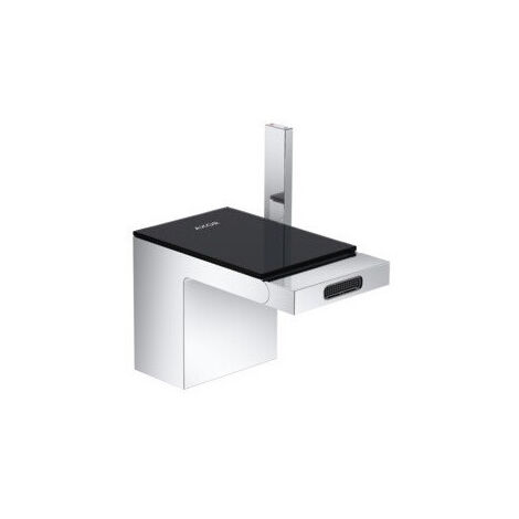 mitigeur bidet, bonde push-open chromée/verre noir