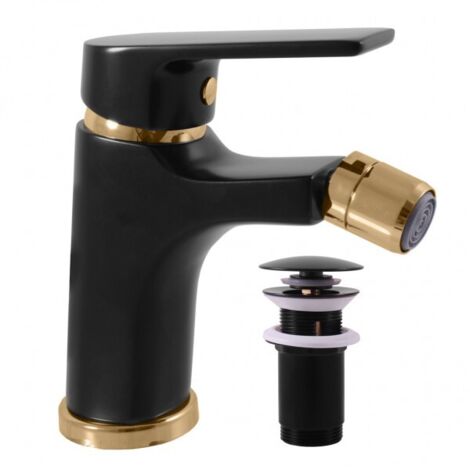 Mitigeur bidet COLORADO en laiton doré noir avec siphon
