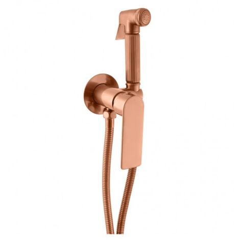 Mitigeur bidet mural NIL en laiton rose gold brossé avec arrêt sur la douchette