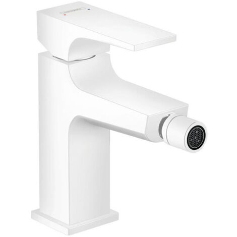 mitigeur bidet poignée manette, bonde Push-Open blanc mat