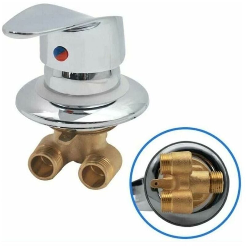 Tigrezy Mitigeur Cabine de Douche Robinet de douche en laiton Inverseur de sortie Robinet mitigeur de douche chrom Connecteur G1/2 Mitigeur d'eau