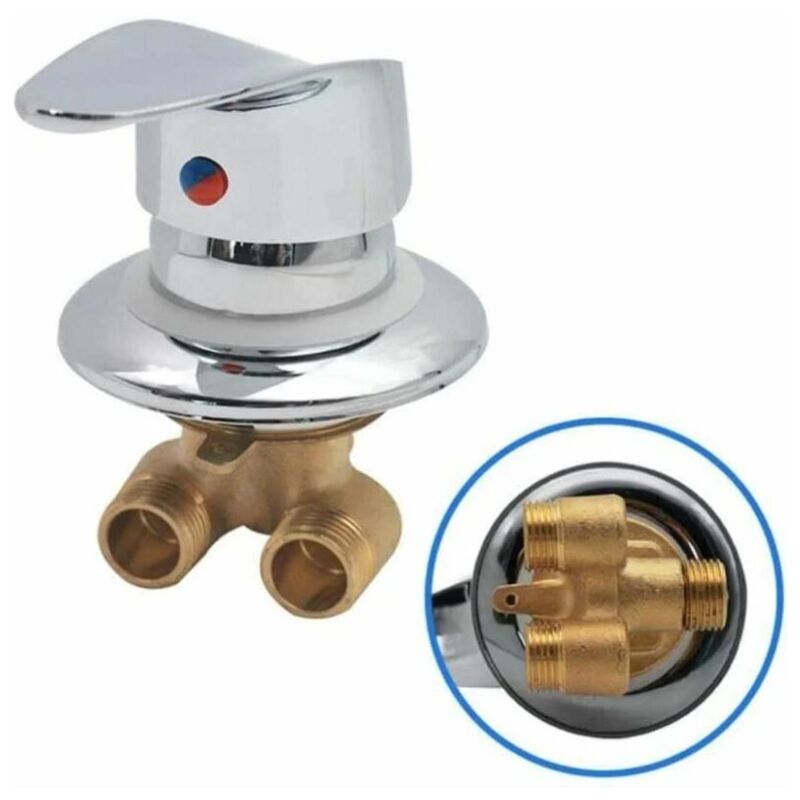 Mitigeur Cabine de Douche Robinet de douche en laiton Inverseur de sortie Robinet mitigeur de douche chrom Connecteur G1/2 Mitigeur d'eau froide et