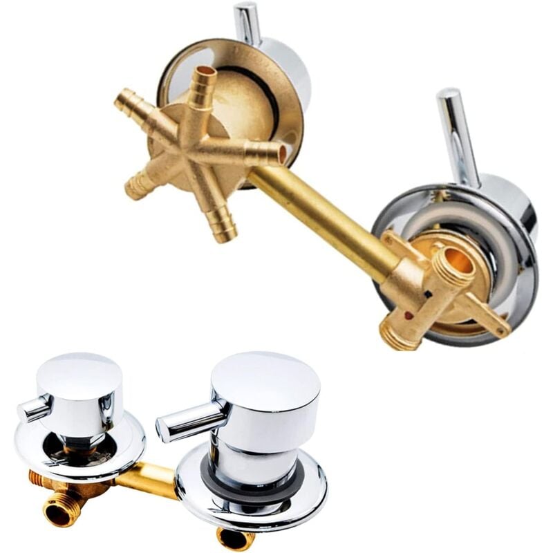 Mitigeur Cabine De Douche,5 Voies Sortie D'eau Filetage/intubation,Entraxe 10Cm/12,5Cm Mitigeur Laiton Salle De Bain Poli Douche Robinet Cabine